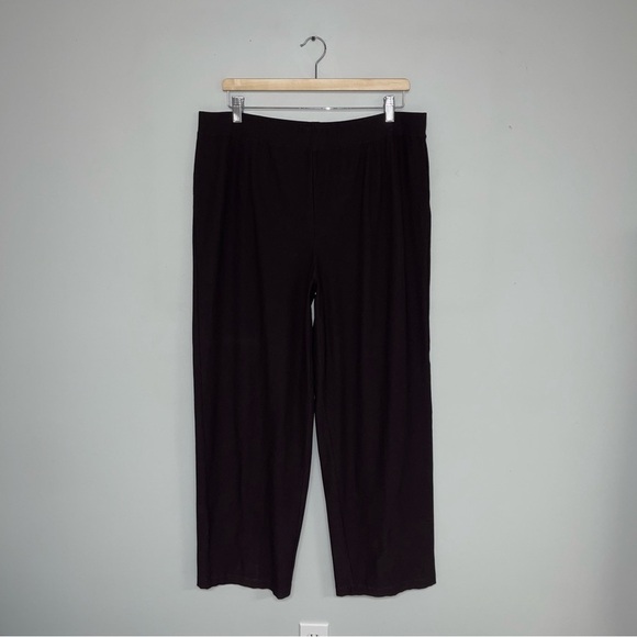 Eileen Fisher Pants Women's Size 1X Dark Brown Wide Leg Flowy Stretch Viscose - Picture 2 of 8